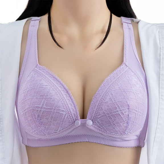 LYEAA Womens Push up Bras No Wire Wireless Maternity Nursing Bras for Breastfeeding Pregnant Solid Openable Breathable Bras Comfort Sleep Bras Purple 36