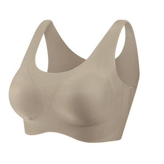 LYEAA Womens Push up Bras Wireless Seamless Padded Pullover Daily Bras Wirefree Wide Strap Lift Soft Bralette No Wire Breathable Comfort Sleeping Bras Brown XL