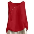 thumbnail image 1 of LYEAA Womens Tank Tops Plus Size Cotton Sleeveless Crew Neck Summer Loose Casual Tee Shirts Solid Flowy Vacation Beach Elegant Fashion Pullover Vest Breathable Soft Loungewear Going Out Clothes Red M, 1 of 5