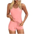 thumbnail image 1 of LYEAA Womens Tankini Set Solid Swimsuits Crossed Tank Tops and Drawstring Boyshorts Bottom Loose Modest Swimwear, 1 of 7