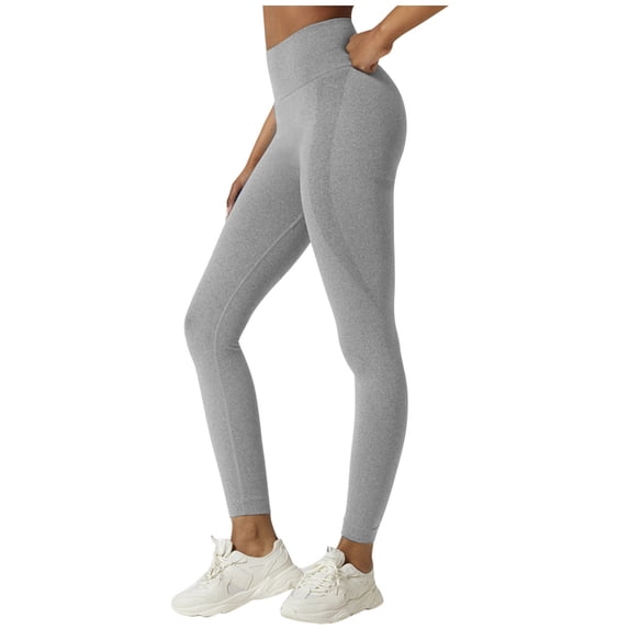 LYEAA Yoga Leggings Women High Waist Butt Lifting Pants Ankle Length Workout Elastic Pants Stretch Shapewear Running Fitted Sports Casual Soft Pants Breathable Lightweight Pants Gray M