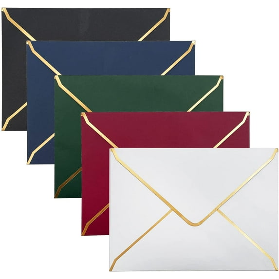 LYFJXX Invitation Envelopes, V-flap, A7, 5x7 Inches, Assorted Colors, 50 Count