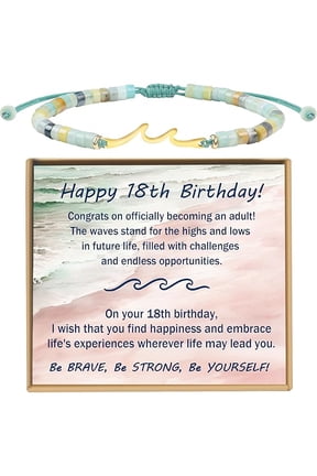 Birthday Gifts for Women, Wave Bracelet as 13th 16th 18th 21st 40th 50th 60th Birthday Gifts for Girls, Adjustable Natural Stone Bracelet as Easter Gifts for Teen Girls Gifts Idea