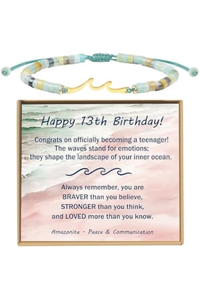 Birthday Gifts for Women, Wave Bracelet as 13th 16th 18th 21st 40th 50th 60th Birthday Gifts for Girls, Adjustable Natural Stone Bracelet as Easter Gifts for Teen Girls Gifts Idea
