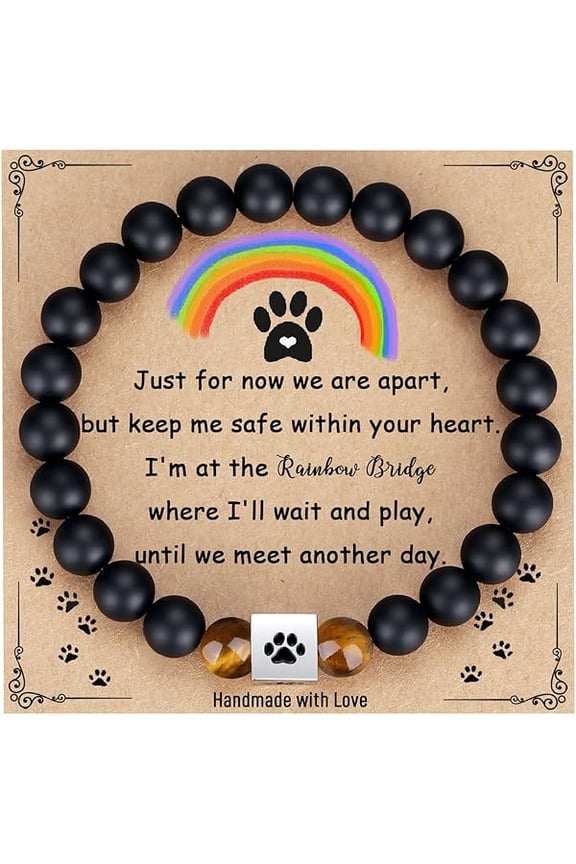 Dog Memorial Gifts, Pet Sympathy Rainbow Bridge Pet Memorial Bracelet for Men Women Girls Who Loss of Beloved Dog Cat