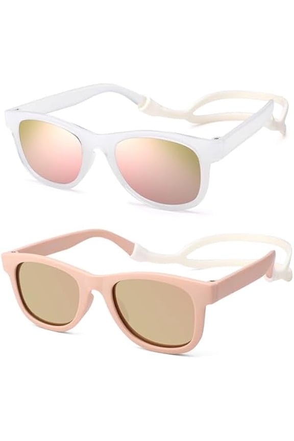Flexible Bendable Baby Polarized Sunglasses with Strap for Newborn Infant Boys Girls Age 0-18 Months