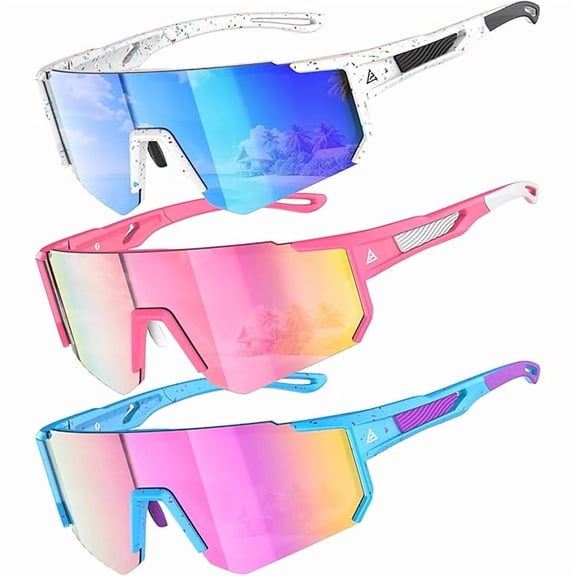 LYH Kids Sunglasses Youth Baseball Softball Sunglasses for Girls Boys Age 4-14 UV Protection Sports Kids 3 Pack
