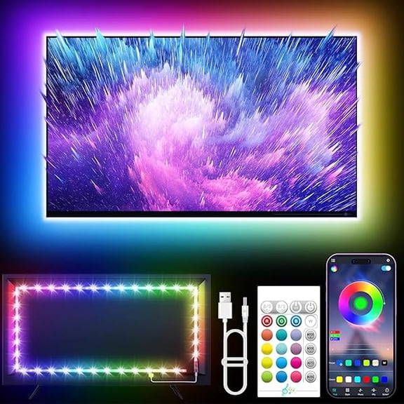 LYH LED Lights for TV, 16.4ft LED Lights for 45-75 Inch TVs, RGB TV Backlight Behind, Music Sync Bluetooth APP & Remote Control Strip Lights USB Powered for Bedroom, Gaming, Home Dcor