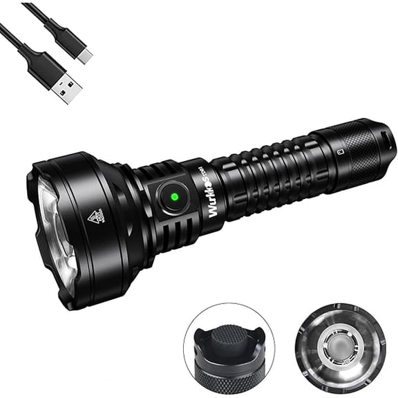 LYH LED Tactical Flashlight Rechargeable - TD01C Spotlight Flashlight High Lumens SFT40 LED Super Bright 1800LM with Buck Regulated Driver IP68 1000M Longest Range USB C