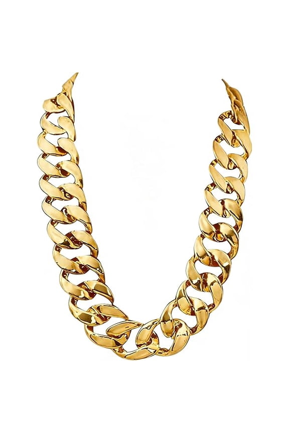 Men's Chunky Necklace, Rapper Fake Gold Chain 90s Hip Hop Fake Gold Necklace Costume Accessory (27.5 Inches*1.37inches)