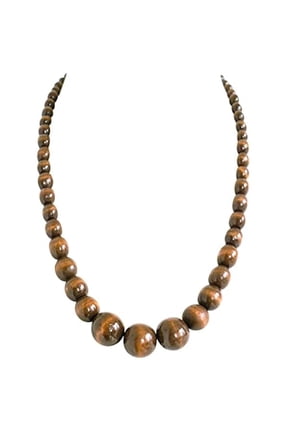 Natural Wood Beads Necklace for Men Women Wooden Chain Unisex Chunky Bead Necklaces