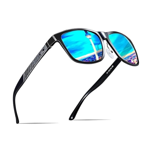 LYH Polarized Sunglasses Men for Driving: UV400 Protection Lightweight AL-MG Metal Rectangular Sun glasses Hiking Travel