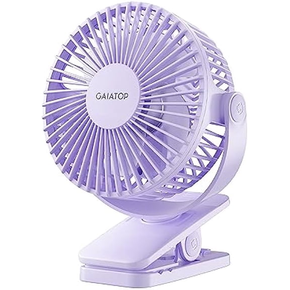 LYH Portable Clip on Fan Battery Operated, Small Powerful 3 Speed Quiet 360 Rotate, USB Rechargeable Mini Personal Cooling Fan for Desk Table Home Office Stroller Camping Women Gifts Purple