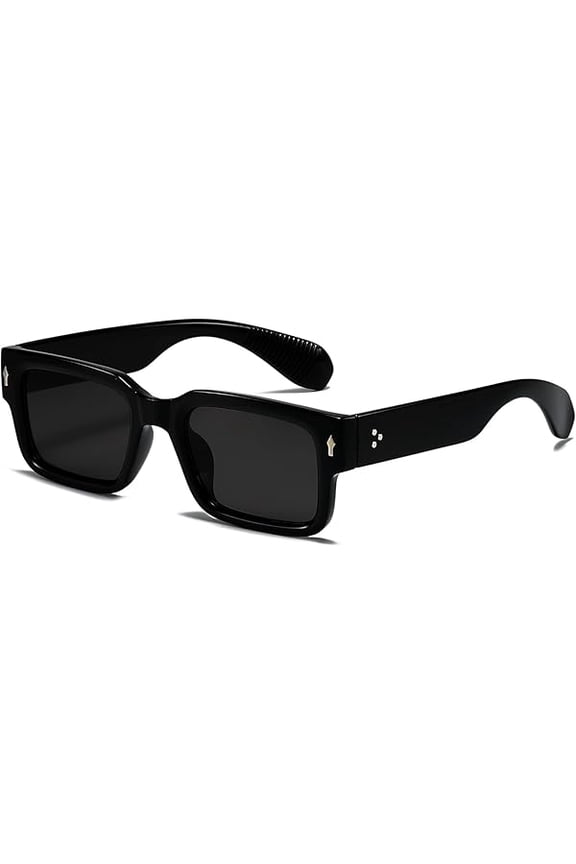Square Frame Sunglasses for Women Men Trendy Chunky Rectangle Sun Glasses Black Shades UV400 Protection