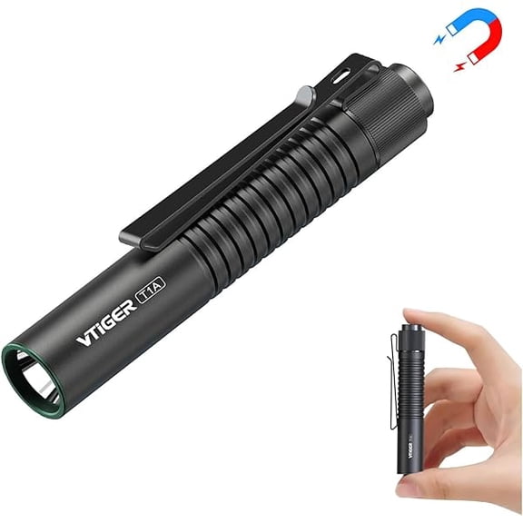 LYH T1A Mini Pocket EDC Flashlight with Clip,1300 Lumen Compact AA Rechargeable LED Little Flashlights, Super Bright Tail Switch Small Flash Light with Magnet for Camping,Hiking,Outdoor,Emergency