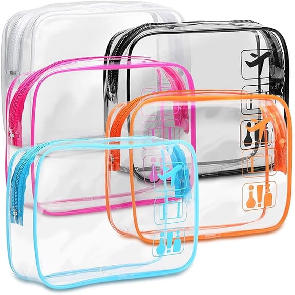 LYH TSA Approved Toiletry Bag 5 Pack Medium - Clear Makeup Bag Travel Quart Size for Women Men, Clear Cosmetic Bag Airport Airline Compliant Carry on Bag, 5 Colors