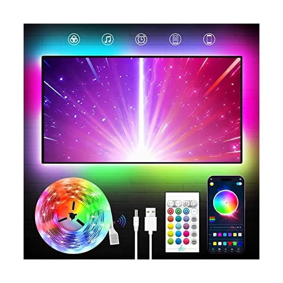 LYH TV LED Backlight, 23ft LED Lights for 70-100 Inch TVs, RGB TV Backlight Behind with Remote, Music Sync Bluetooth APP Control Strip Lights USB Powered for Bedroom, Gaming Room, Home Dcor