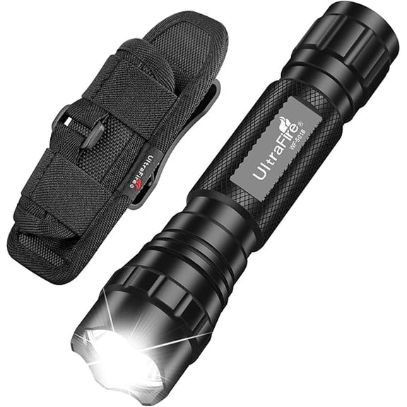 LYH Tactical Flashlight with Holster, Single Mode LED Flashlight 1000 High Lumen Duty Flashlights with Belt Holster and Charger, Bright Small Flash Light WF-501B