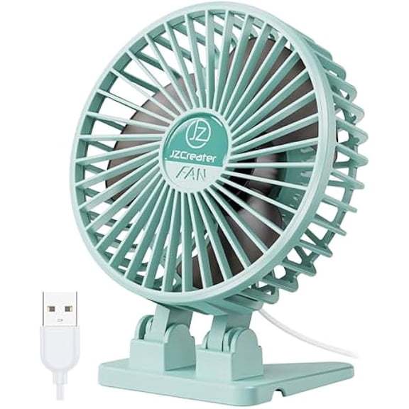 LYH USB Desk Fan, Mini Fan Portable, 3 Speeds Desktop Table Cooling Fan, Plug in Power Fan, Rotation Strong Wind, Quiet Personal Small Fan for Home Desktop Office Travel Bedroom, Apple Green