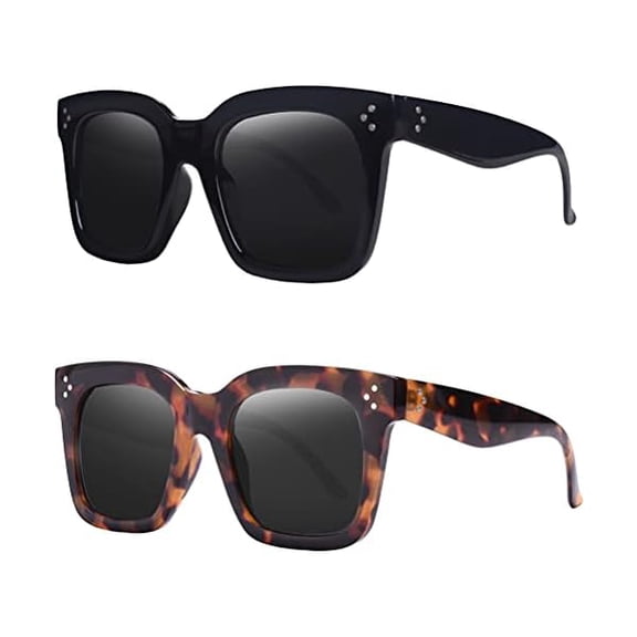 LYH Vintage Women Oversized Sunglasses Designer Luxury Square Sun Glasses UV400 Protection Flat Lens