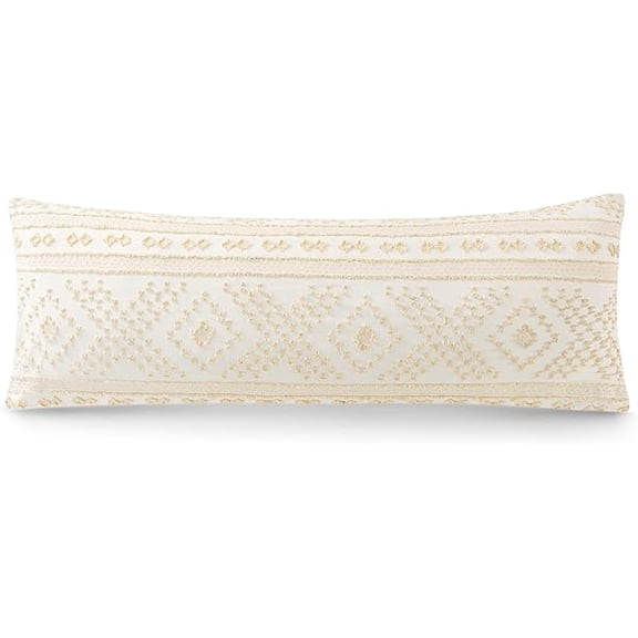 LYHBody Pillow Cover, Boho Cutwork Decorative Body Pillowcase, Ultra Soft Microfiber Long Pillowcase with Envelope Closure 20x54 inch (Boho Beige)