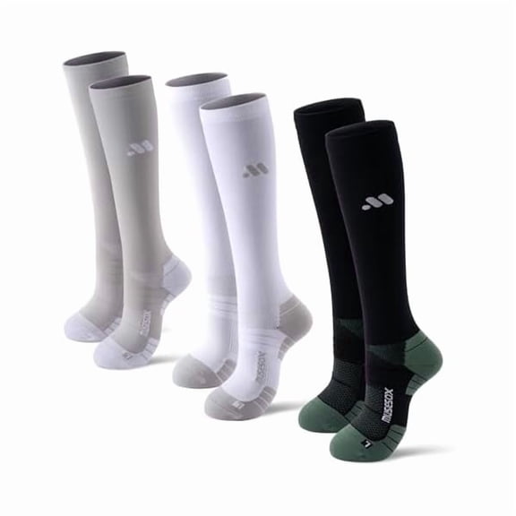 LYHCompression Socks for Women and Men,Knee High 15-20mmHg Graduated Circulation Support(3 Pairs)for Nurses,Pregnant,Travel