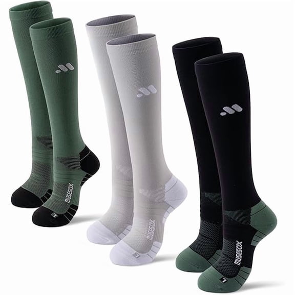 LYHCompression Socks for Women and Men,Knee High 15-20mmHg Graduated Circulation Support(3 Pairs)for Nurses,Pregnant,Travel