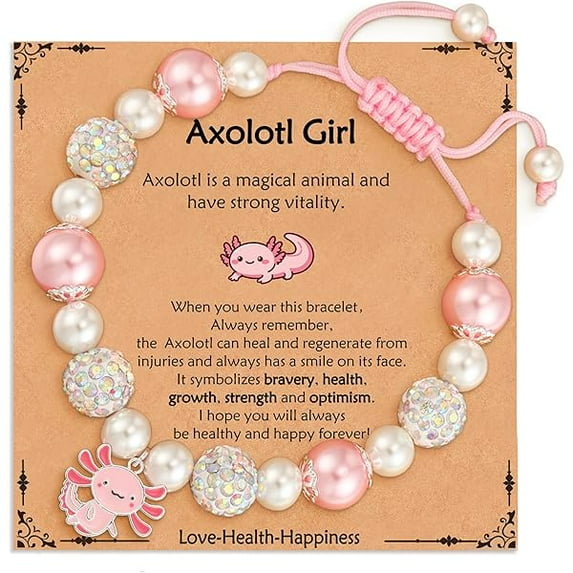 LYHEaster Basket Stuffers- Axolotl/Horse Bracelet Gifts for Girls Kids, Charm Pearl Bead Bracelet Cute Stuff Birthday Jewelry for Her Daughter Granddaughter Teens