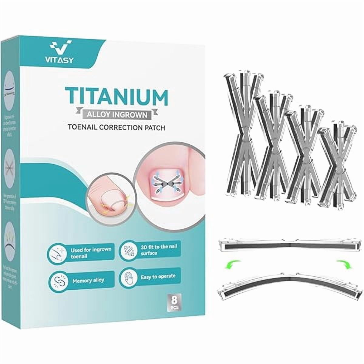 LYHIngrown Toenail Treatment Kit with Upgraded 6-Angle Shape,Titanium Alloy Ingrown Nail Corrector Tools with 4 Multi-Sizes,Ingrown Toe Nail Relief Remover Strips for Curved Toenail Quick Relief,8Pcs
