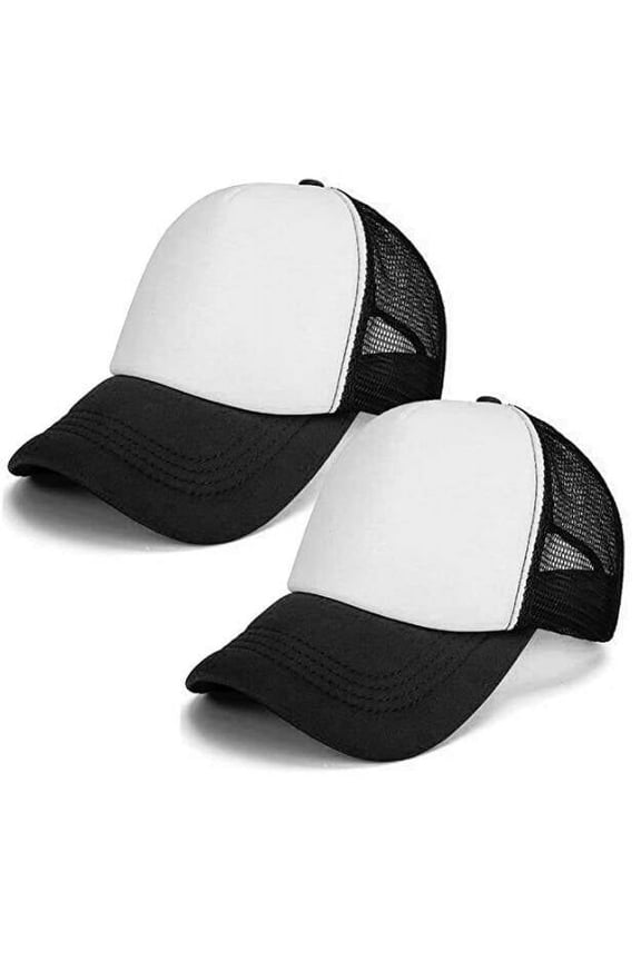 LYHLYA 2 pcs Sublimation Blank Caps Unisex Adult Polyester Mesh Cap Trucker Cap with Adjustable Snapback