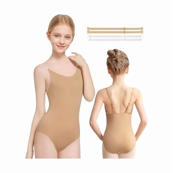 LYHNude Seamless Undergarment for Women Girls Ballet Dance Camisole Leotard with Adjustable Clear Straps