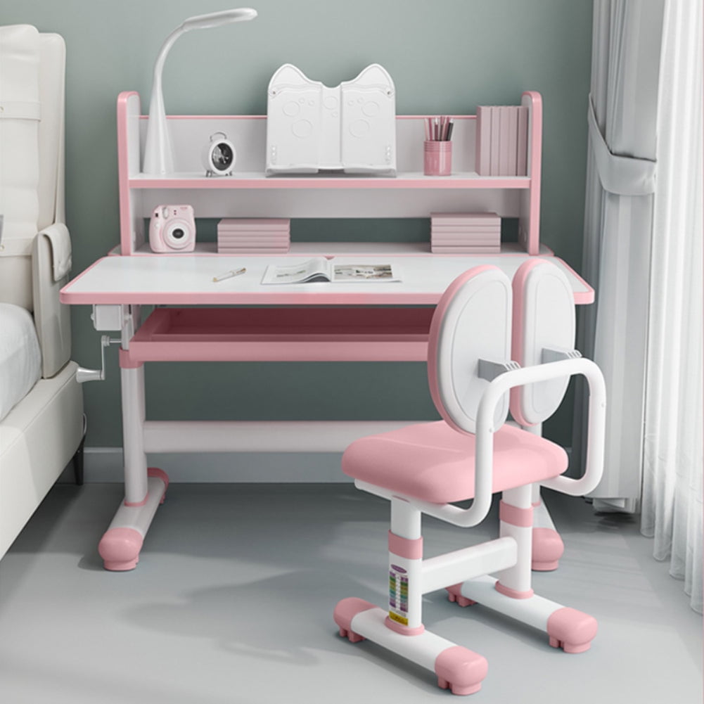 WGLAWL Kids' Study Desk Chair Sets, Pink, Adjustable Height, Ergonomic  Design, Large Storage Drawer, Built-in Bookshelf, Bedroom Furniture