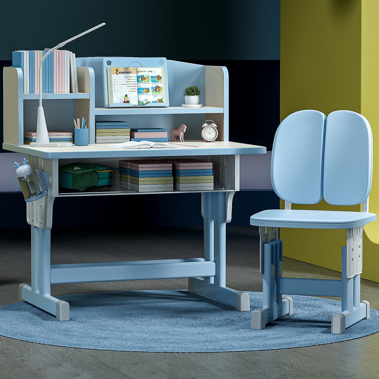 LYHOE Kids Study Desk and Chair Set Height Adjustable, Children