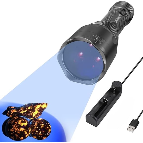 LYHS3 365nm UV Flashlight with 3 LEDs, Powerful Blacklight Flashlights for Pet Urine Detection, Resin Curing, Rocks, Scorpion