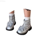 thumbnail image 1 of LYHao Ankle Boots For Girls Fashion Winter Short Booties With Glitter Casual Style ,Girls Boots Sizes 1 Silver(9-9.5 Years), 1 of 6