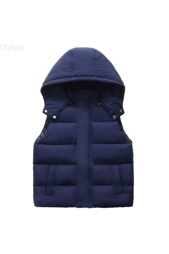Boys Down Vest Winter Warm Insulated Padded Sleeveless Jacket With Hood For Kids Outdoor Activities Boys Down Coats,Sizes 8-10 Years