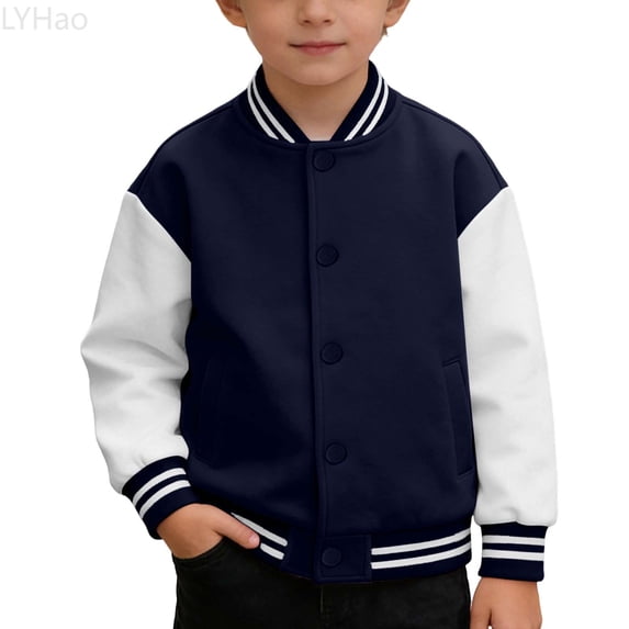 LYHao Boys Stylish Baseball Jacket Color Long Sleeve Open Front Casual Coat For Kids Unisex Outerwear Boys Jacket Coats,Sizes 3-4 Years