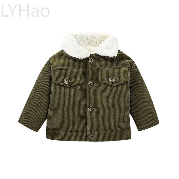 LYHao Boys Winter Fleece Lined Corduroy Jacket With Warm Thickened Coat For Toddler And Kids Outdoor Windbreaker Boys Jacket Coats,Sizes 2-3 Years