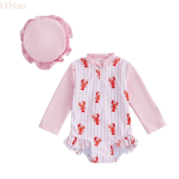 LYHao Cartoon Print Girls Swimsuit Infant Toddler Bathing Age 1 Year Up,One-Piece Swimsuit 6-12 Months Pink