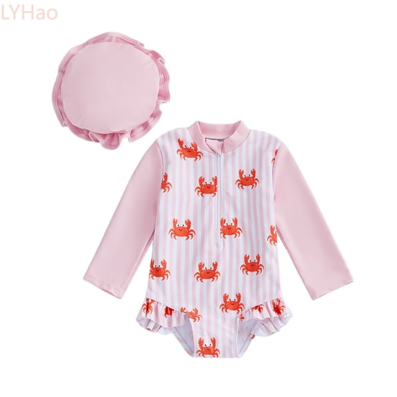 LYHao Cartoon Print Girls Swimsuit Infant Toddler Bathing Age 1 Year Up,One-Piece Swimsuit 6-12 Months Pink