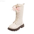 thumbnail image 1 of LYHao Children Shoes Fashionable Flat Boots Comfortable Soft Sole Leather Children Boots Boots ,Girls Boots Sizes 1 White(9-9.5 Years), 1 of 6
