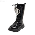 thumbnail image 1 of LYHao Children Shoes Fashionable Flat Boots Comfortable Soft Sole Leather Children Boots Boots ,Girls Boots Sizes 10 Black(3.5-4 Years), 1 of 6
