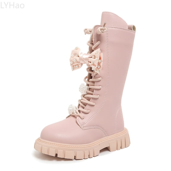 LYHao Fashion Autumn Children Girls Sports Shoes Flat Thick Bottom Non Slip Easy To Wear PU Upper Comfortable Boots ,Girls Boots Sizes 10.5 Pink(4-4.5 Years)