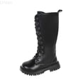 thumbnail image 1 of LYHao Fashion Autumn Children Girls Sports Shoes Flat Thick Bottom Non Slip Easy To Wear PU Upper Comfortable Boots ,Girls Boots Sizes 13.5 Black(8-9 Years), 1 of 6