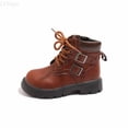 thumbnail image 1 of LYHao Fashion Soft Sole Short Boots For Girls British Style Comfortable Leather Children's Footwear ,Girls Boots Sizes 13 Brown(7-8 Years), 1 of 6