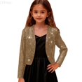 thumbnail image 1 of LYHao Girls Elegant Short Satin Jacket With Print Formal Party Wear Dressy Cardigan Outerwear Girls Jacket Coat,Sizes 13-14 Years, 1 of 7
