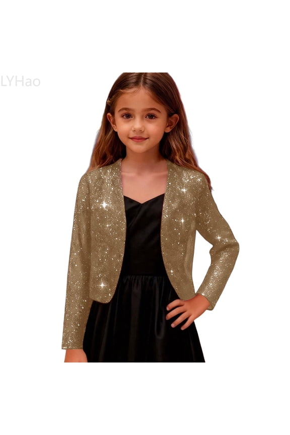 Girls Elegant Short Satin Jacket With Print Formal Party Wear Dressy Cardigan Outerwear Girls Jacket Coat,Sizes 4-5 Years