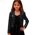 thumbnail image 1 of LYHao Girls Elegant Short Satin Jacket With Print Formal Party Wear Dressy Cardigan Outerwear Girls Jacket Coat,Sizes 4-5 Years, 1 of 7