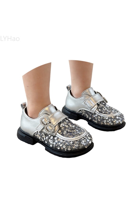 Girls Fashion Glitter Ballet Soft Sole Party Shoes For Toddler Kids Casual Performance ,Girls Boots Sizes 10 Silver(3.5-4 Years)
