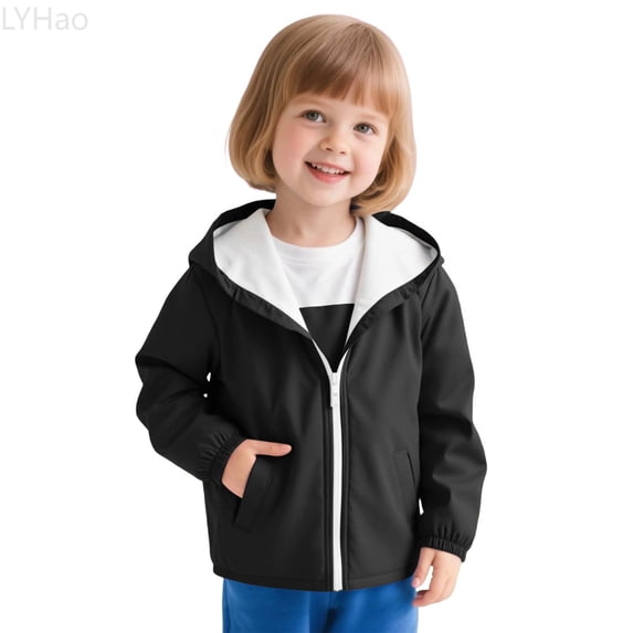 LYHao Girls Hooded Windbreaker Jacket Lightweight Raincoat Outdoor Autumn Zippered Coat For Children Girls Jacket Coat,Sizes 4-5 Years